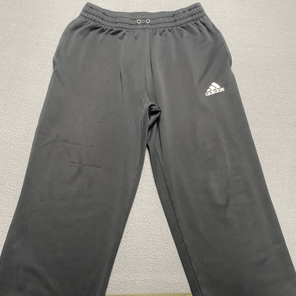 Adidas Pants Mens Large Black Athletic Track Straight Leg Zipper Pockets Logo - Picture 3 of 14